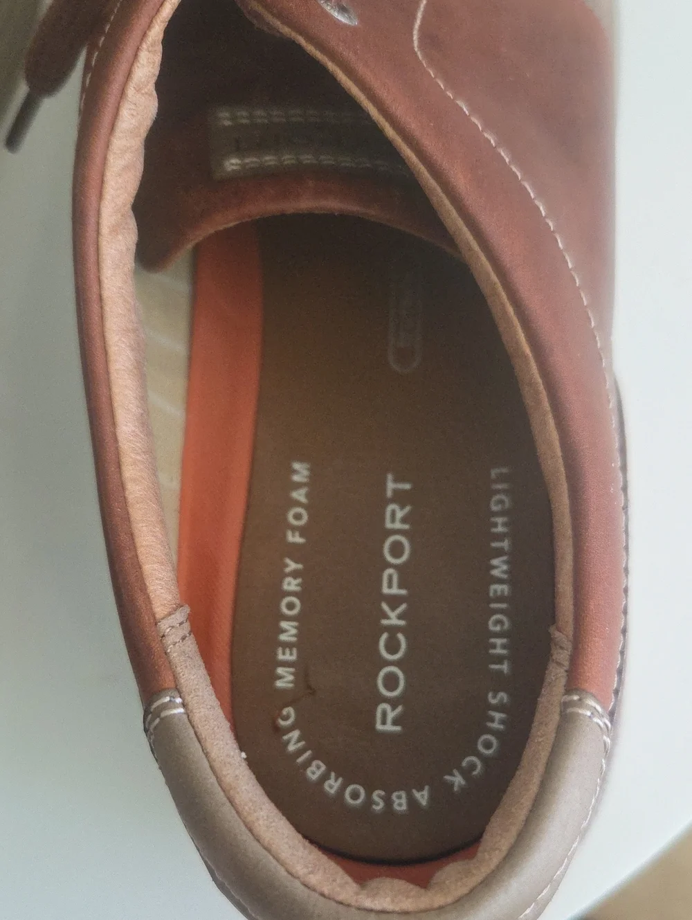 Rockport Brown Leather Lace-Up Slip-Ons with Tan Accent